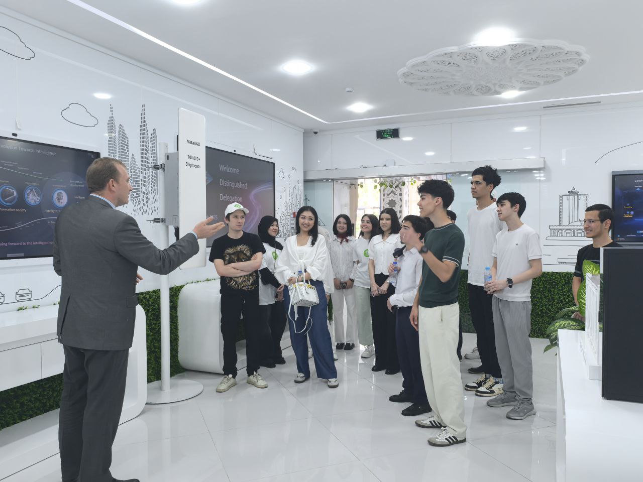 Volunteers at the Huawei office